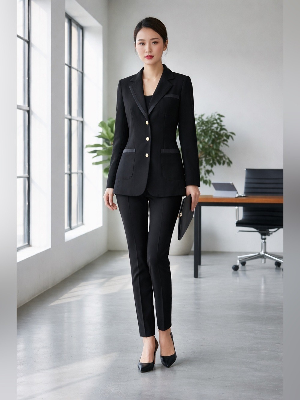 Vintage Studio Jax Black Blazer with Satin Trim size 4